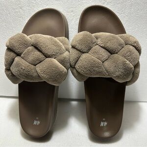 Women’s H&M Braided Slides Brown Size 39 New W/ Sticker No Box